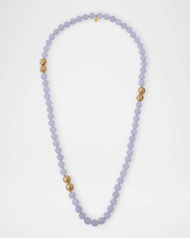 20K Blue Lace Agate Necklace, 10mm